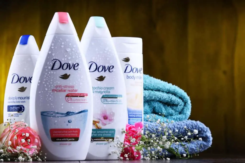 dove soaps lined up for commercial