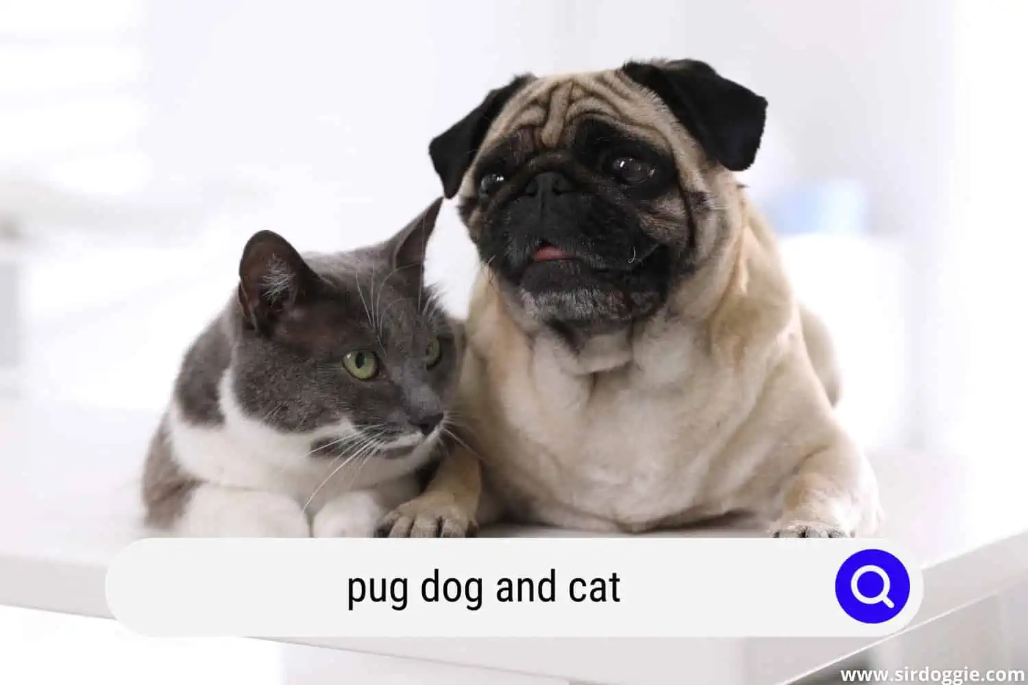 pug and cat