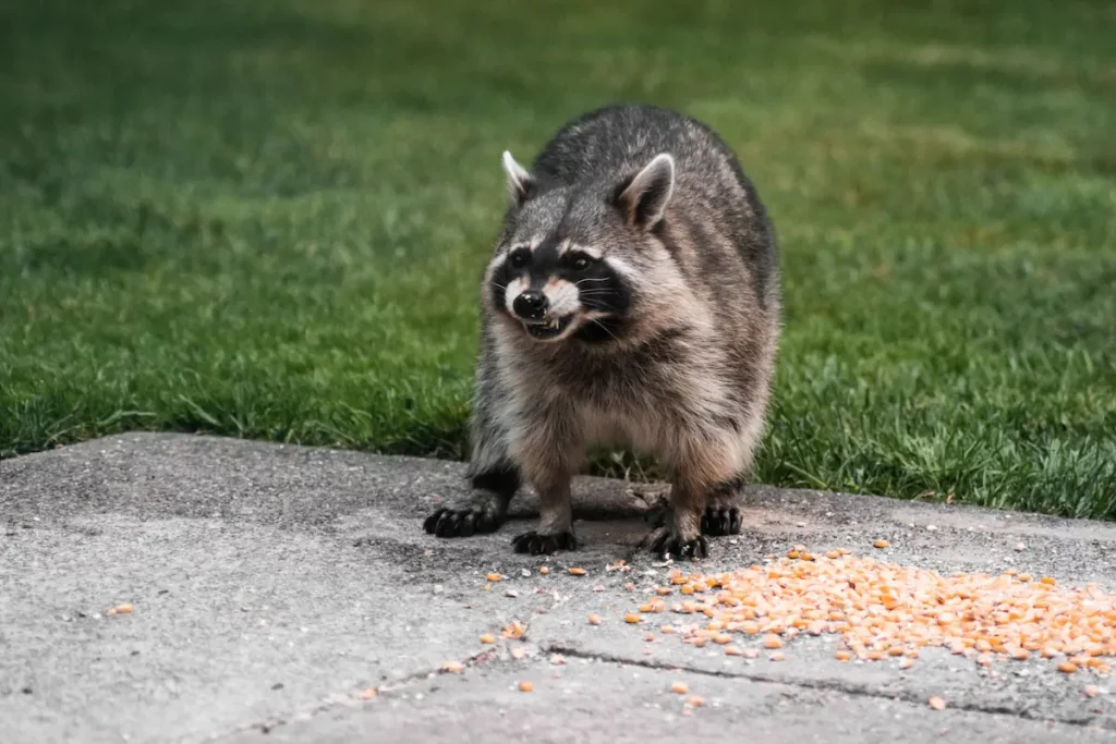 raccoon with claws out aggressively