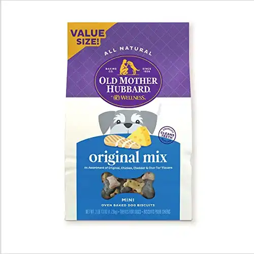 Old Mother Hubbard by Wellness Classic Original Mix Natural Dog Treats, Crunchy Oven-Baked Biscuits, Ideal for Training, Mini Size, 3 pound bag