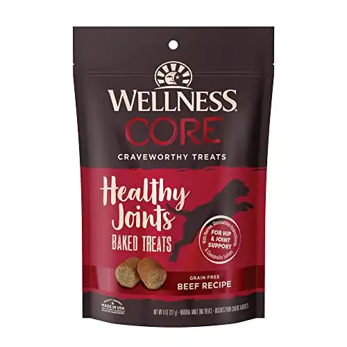 Wellness CORE Healthy Joints Crunchy Dog Treats (Previously Marrow Roasts), Natural Grain-Free Treats, Made with Real Meat, No Artificial Flavors (Beef, 8-Ounce Bag)
