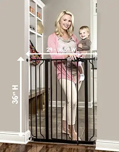 Regalo Easy Step Extra Tall Walk Thru Baby Gate, Bonus Kit, Includes 4-Inch Extension Kit, Pressure Mount Kit and Wall Cups and Mounting Kit, Black, 4 Count (Pack of 1)