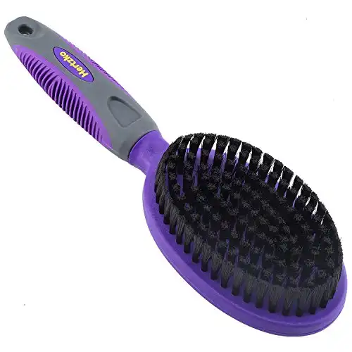 Double Sided Combo Pins and Bristle Brush by Hertzko - For Dogs and Cats with Long or Short Hair - Dense Bristles Remove Loose Hair from Top Coat and Pin Comb Removes Tangles, and Dead Undercoat (Sing...