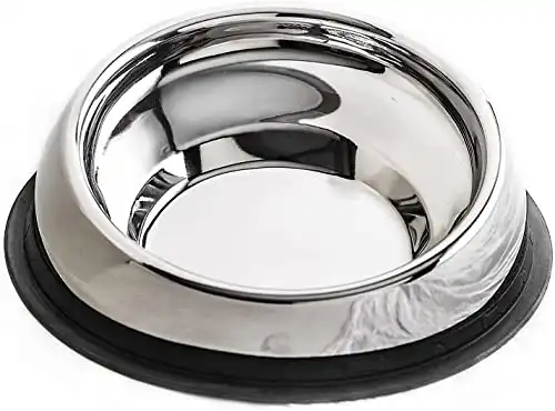Enhanced Pet Bowl, Stainless Steel Slanted Dog Bowl with Raised Ridge for Flat-Faced Dog Breeds or Cats, Food-Grade Non-Slip No Spill Bowl for Dogs, Less Mess, Less Gas, and Better Digestion, Medium