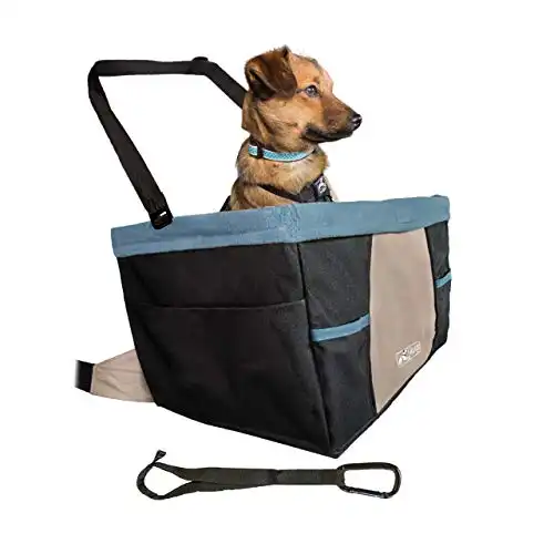 Kurgo Rover Booster Dog Car Seat with Seat Belt Tether, Black/Blue