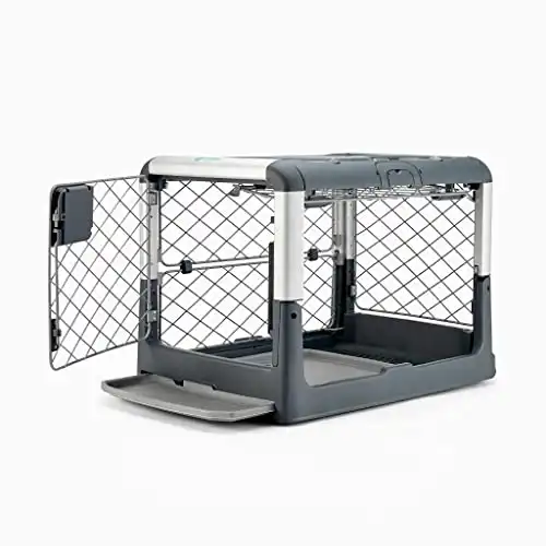 Diggs Revol Dog Crate (Collapsible Dog Crate, Portable Dog Crate, Travel Dog Crate, Dog Kennel) for Small Dogs and Puppies (Grey)