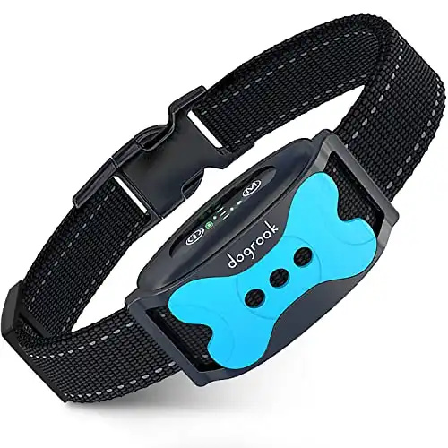 DogRook Dog Bark Collar - Rechargeable Smart Anti Barking Collar for Dogs - Waterproof No Shock Bark Collar for Small/Medium/Large Dogs - Anti Bark Collar for Dogs with 5 Sensitivity Levels