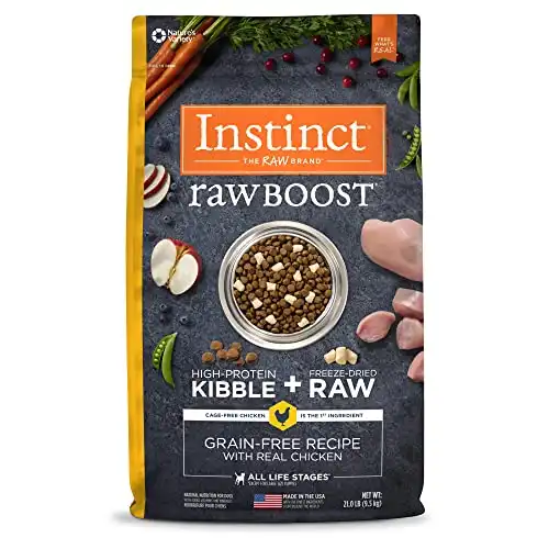 Instinct Raw Boost Grain Free Dry Dog Food, High Protein Real Chicken Kibble + Freeze Dried Raw Dog Food, 21 lb. Bag