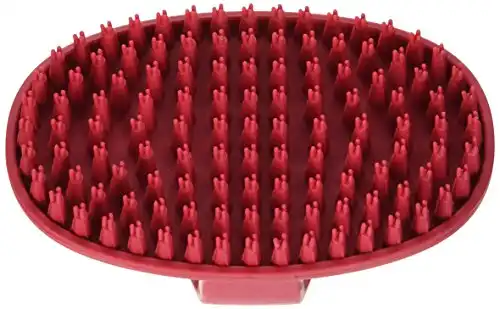 Le Salon Essentials Rubber Grooming Brush with Loop Handle, Red