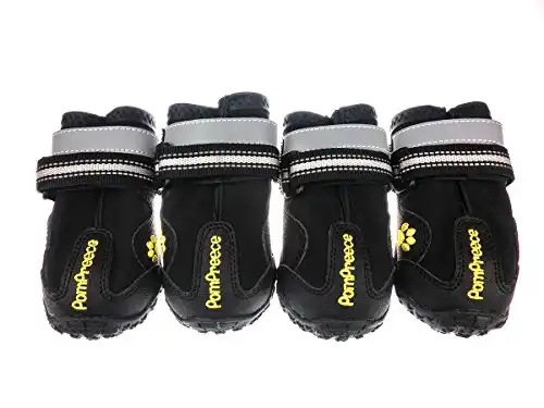 Lymenden Dog Boots,Waterproof Dog Shoes,Paw Protectors with Reflective and Adjustable Straps and Wear-Resisting Soles,4pcs (7, Black)
