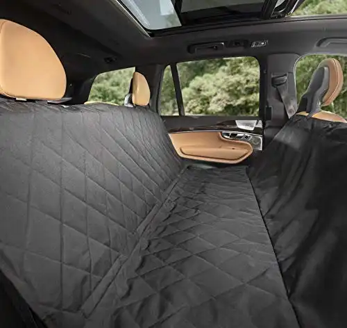 Plush Paws Products Premium Rear Car Seat Protector w/Hammock | Washable & Waterproof Back Seat Dog Cover for Car, Truck, & SUV | Nonslip, Tear Resistant Pet Seat Cover | Regular Black