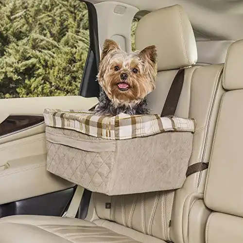 PetSafe Happy Ride Quilted Booster Seat - Dog Booster Seat for Cars, Trucks and SUVs - Easy to Adjust Strap - Durable Padded Liner is Machine Washable and Easy to Clean - Large