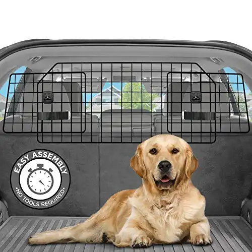 Pawple Dog Car Barrier for SUV's, Cars, Vehicles, & Trucks, Adjustable Large Pet Divider, Heavy-Duty Wire Mesh- Universal Fit