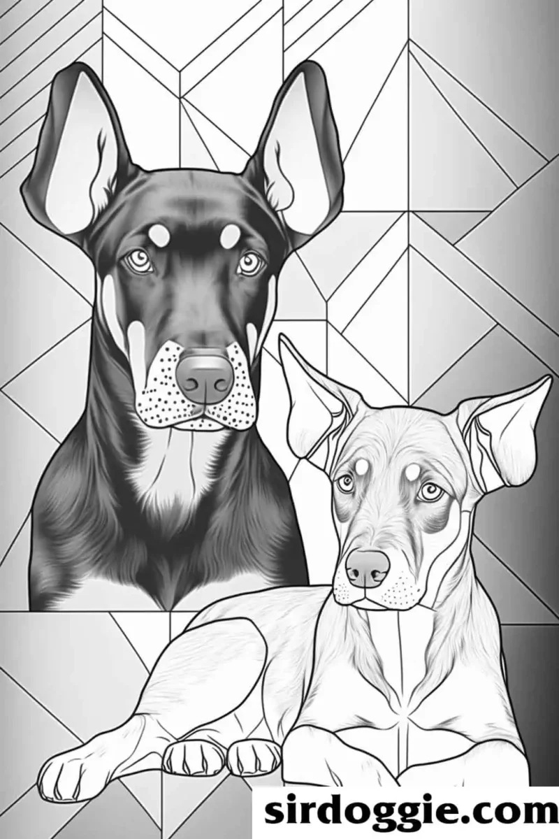 doberman and puppy shapes 1