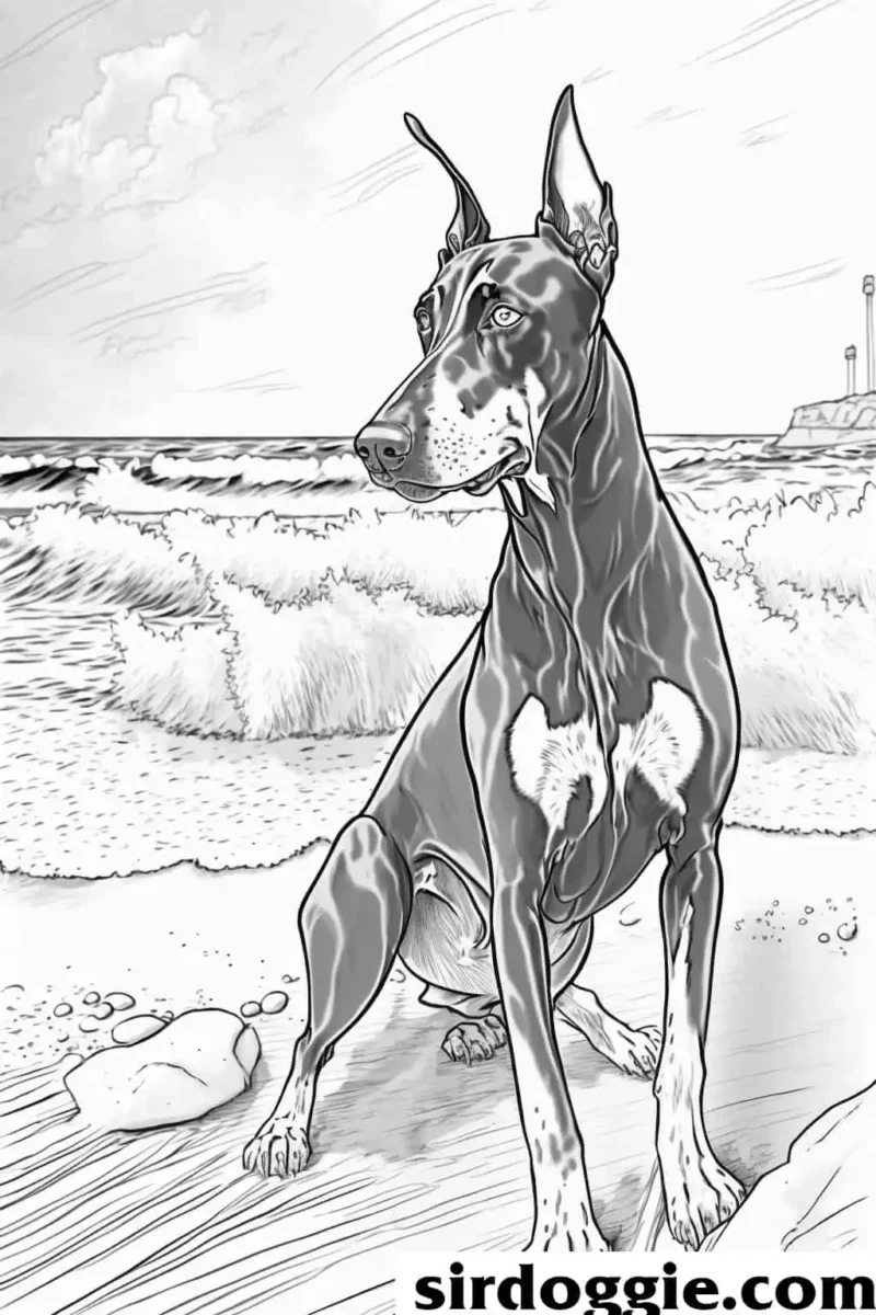 doberman at beach 1