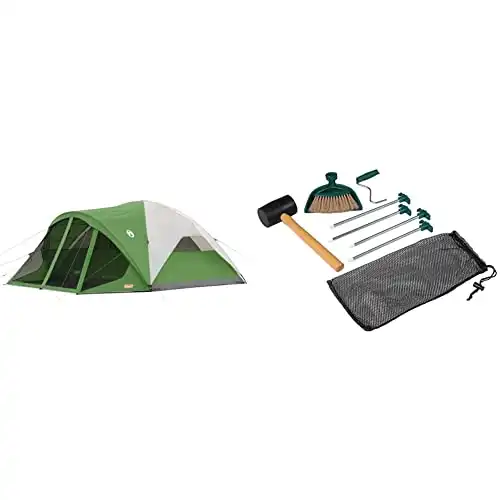 Coleman Camping Tent with Screen Room | 8 Person Evanston Dome Tent with Screened Porch & Tent Kit