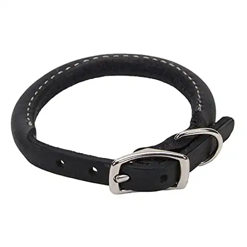 Coastal - Circle T - Oak Tanned Leather Round Dog Collar, Black, 3/8" x 10"