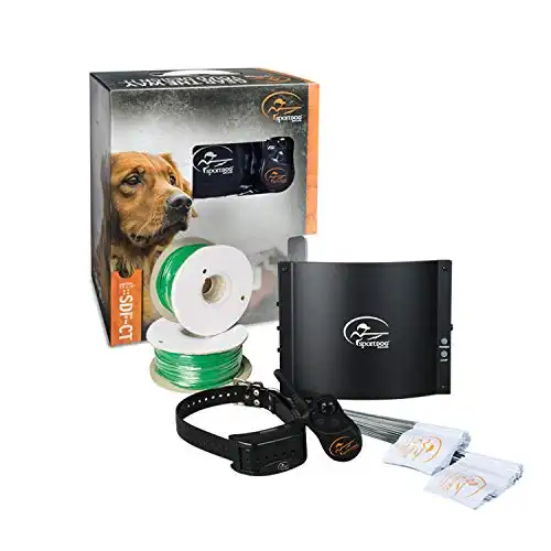 SportDOG Brand Contain + Train System-In-Ground Fence & Remote Trainer- Waterproof, Rechargeable Collar- Tone, Vibrate, & Shock- from Parent Company of INVISIBLE FENCE Brand- 100 Acre Capabili...