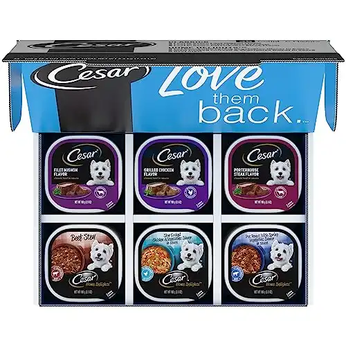 CESAR Wet Dog Food HOME DELIGHTS & Classic Loaf in Sauce Variety Pack, (36) 3.5 oz. Easy Peel Trays